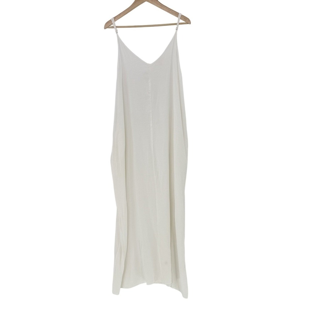 Grade & Gather‎ White Crinkle Maxi Flowy Parachute Dress Sz L Boho Event
